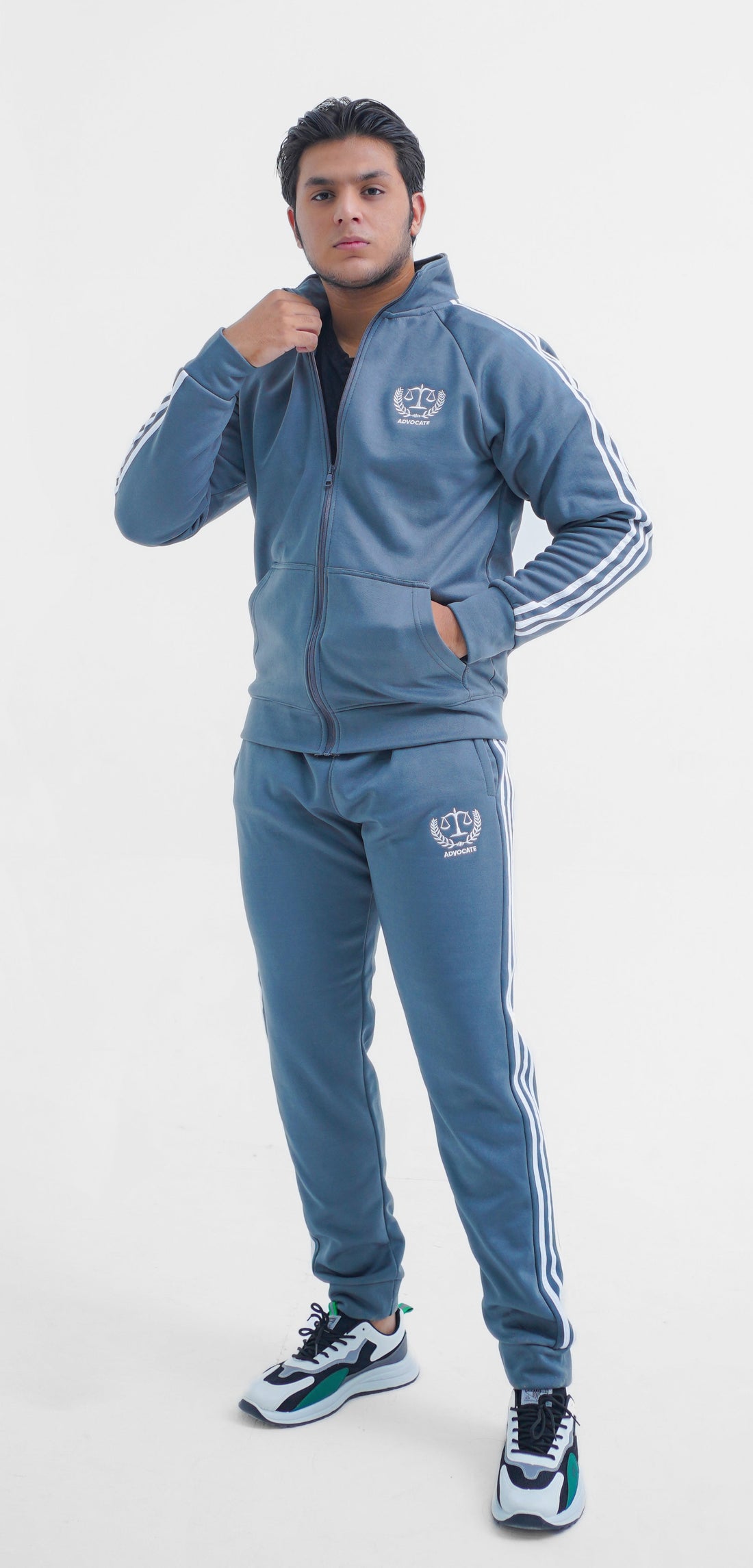 Stand Up Collor Advocate Track Suit Grey