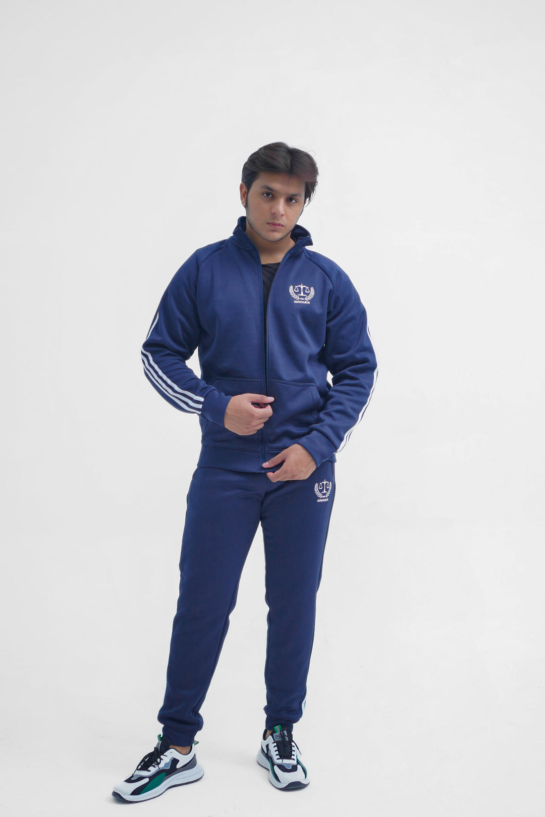 Stand Up Collor Advocate Track Suit Blue