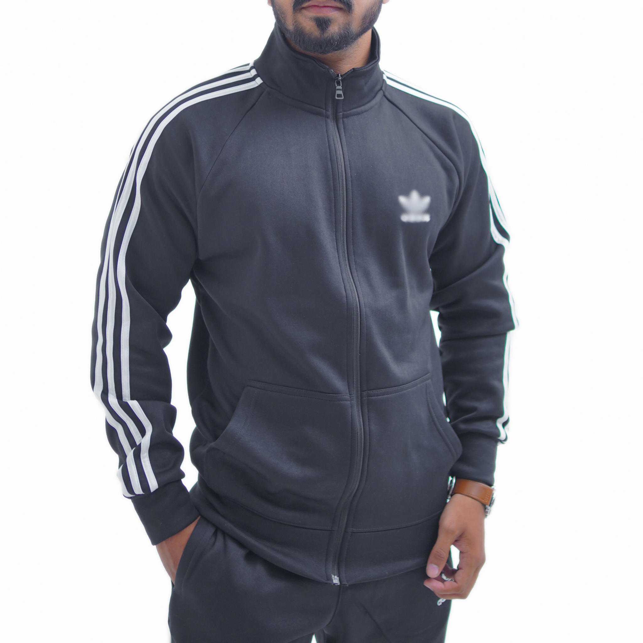 Stand Up Collor Track Suit Black