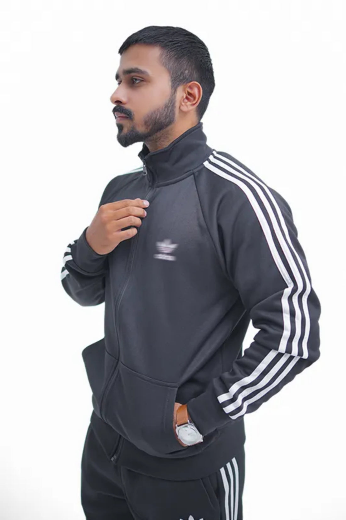 Stand Up Collor Track Suit Black